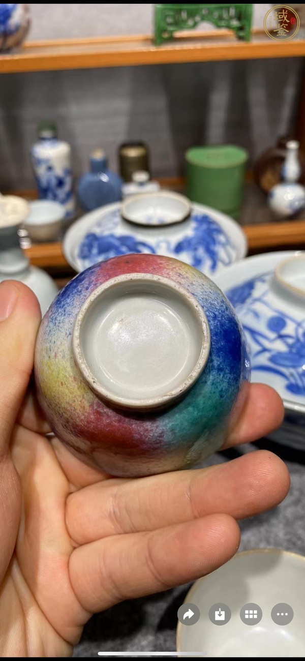 古玩陶瓷桃花冰色釉杯一對真品鑒賞圖