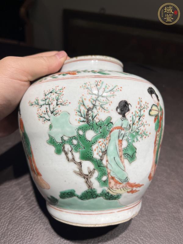 古玩陶瓷仕女紋五彩罐真品鑒賞圖