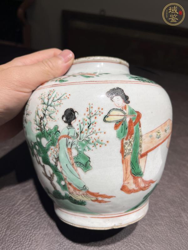 古玩陶瓷仕女紋五彩罐真品鑒賞圖