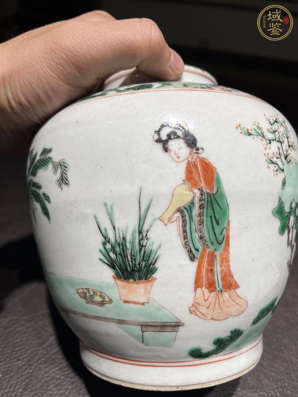古玩陶瓷仕女紋五彩罐真品鑒賞圖