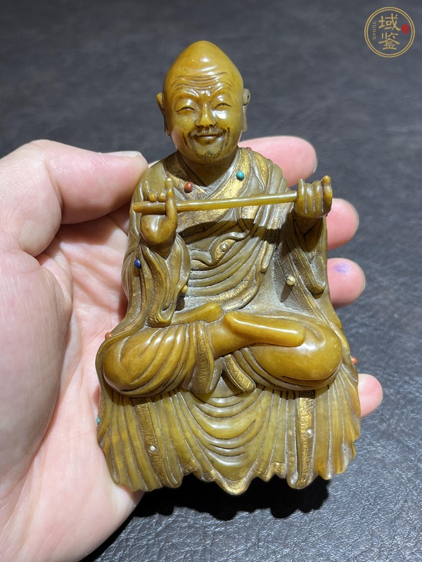 古玩玉器壽山石羅漢坐像真品鑒賞圖