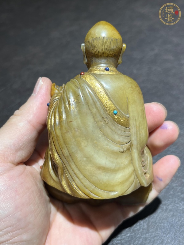 古玩玉器壽山石羅漢坐像真品鑒賞圖