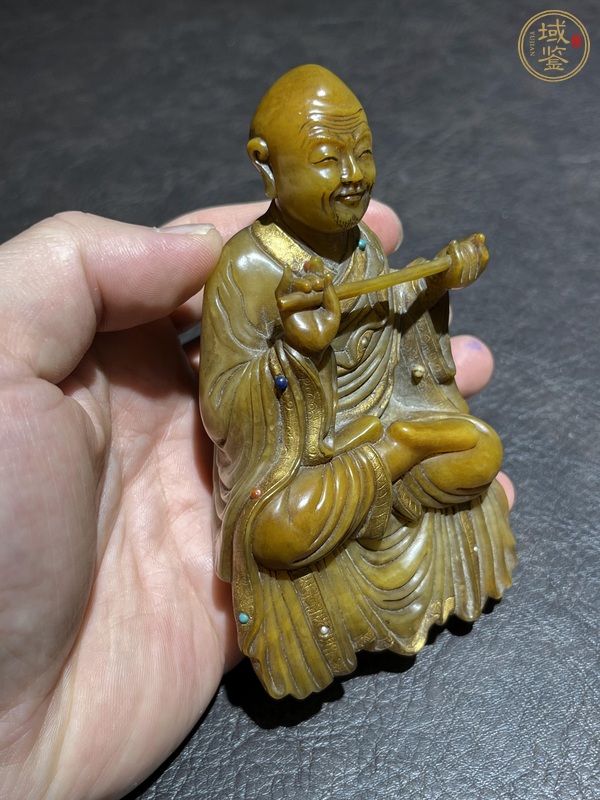 古玩玉器壽山石羅漢坐像真品鑒賞圖