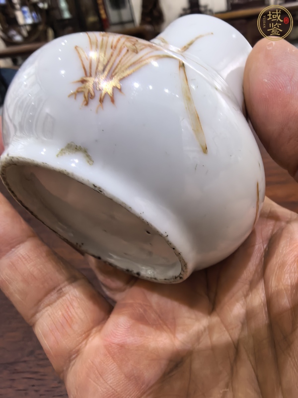 古玩陶瓷礬紅描金花卉水洗真品鑒賞圖