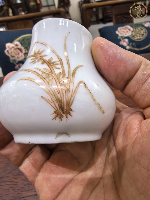 古玩陶瓷礬紅描金花卉水洗真品鑒賞圖