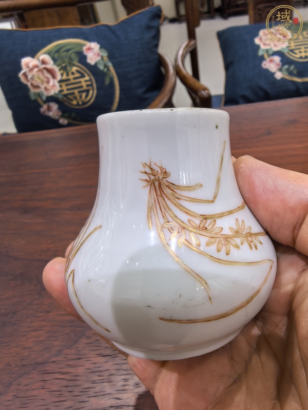 古玩陶瓷礬紅描金花卉水洗真品鑒賞圖