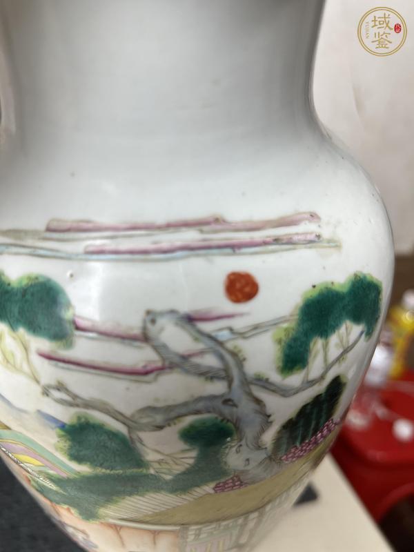 古玩陶瓷粉彩人物故事紋撇口瓶真品鑒賞圖