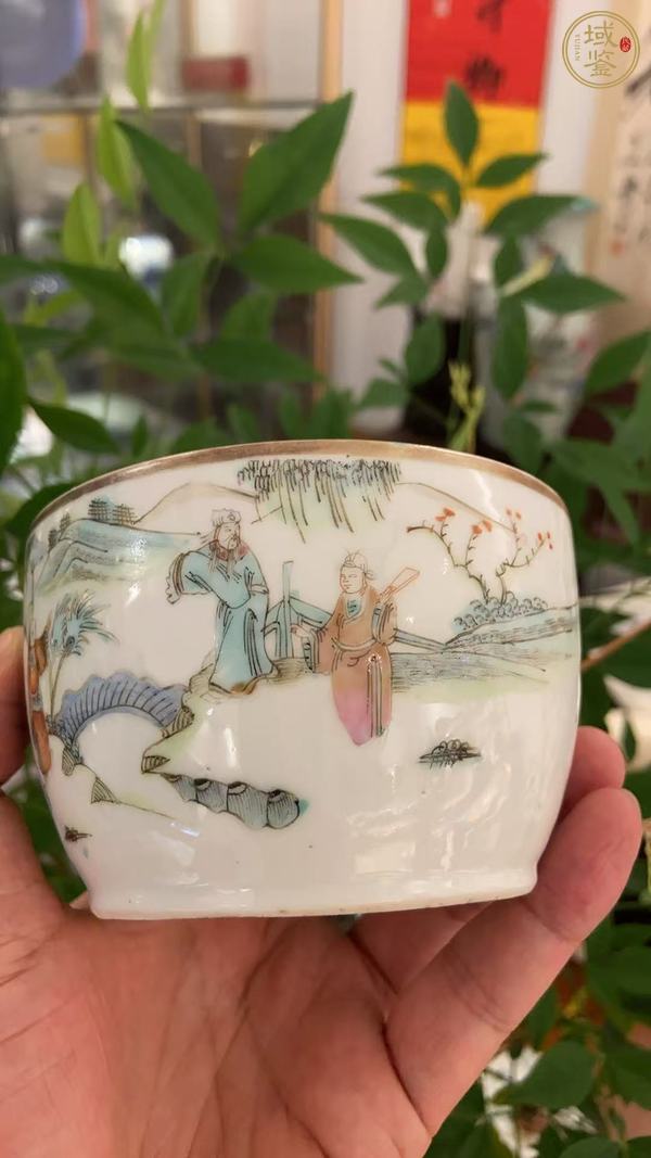 古玩陶瓷粉彩人物故事紋蓋缸真品鑒賞圖