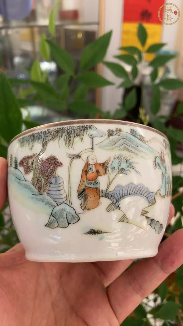 古玩陶瓷粉彩人物故事紋蓋缸真品鑒賞圖