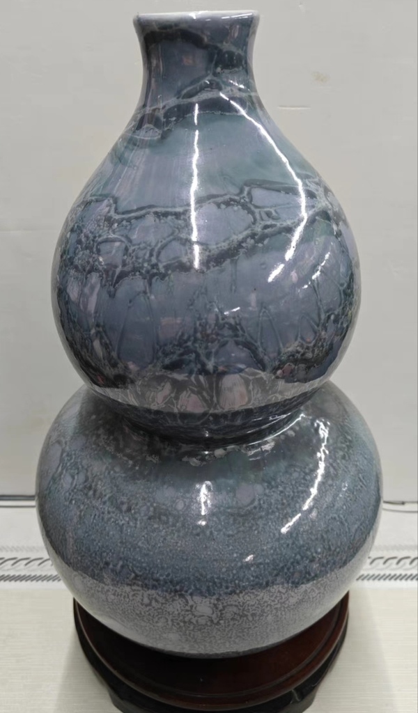 古玩轉(zhuǎn)賣精美仿石紋釉大葫蘆瓶拍賣，當(dāng)前價(jià)格280元