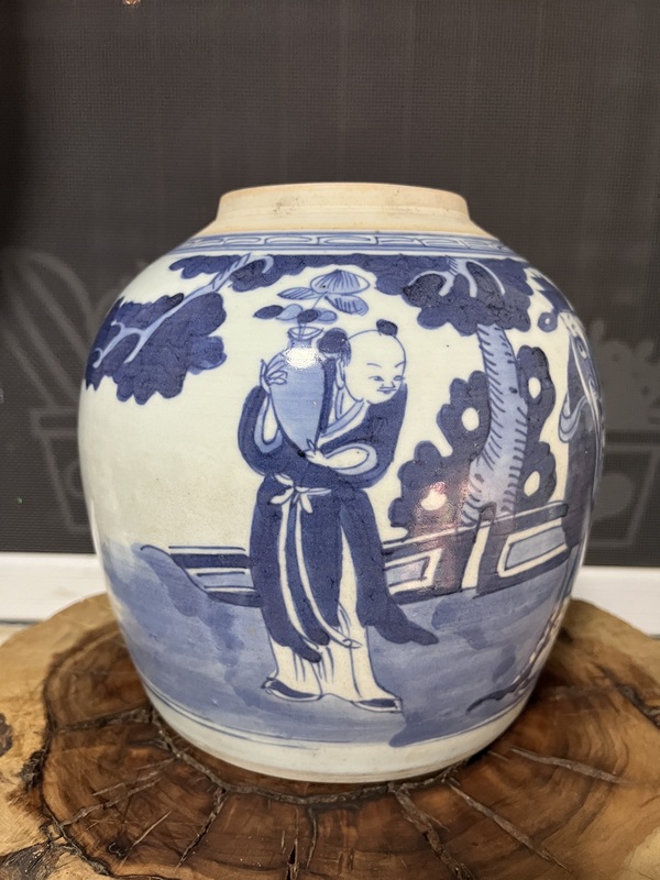 古玩陶瓷青花三星人物故事罐拍賣,當前價格1888元