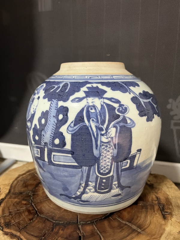 古玩陶瓷青花三星人物故事罐拍賣,當前價格1888元