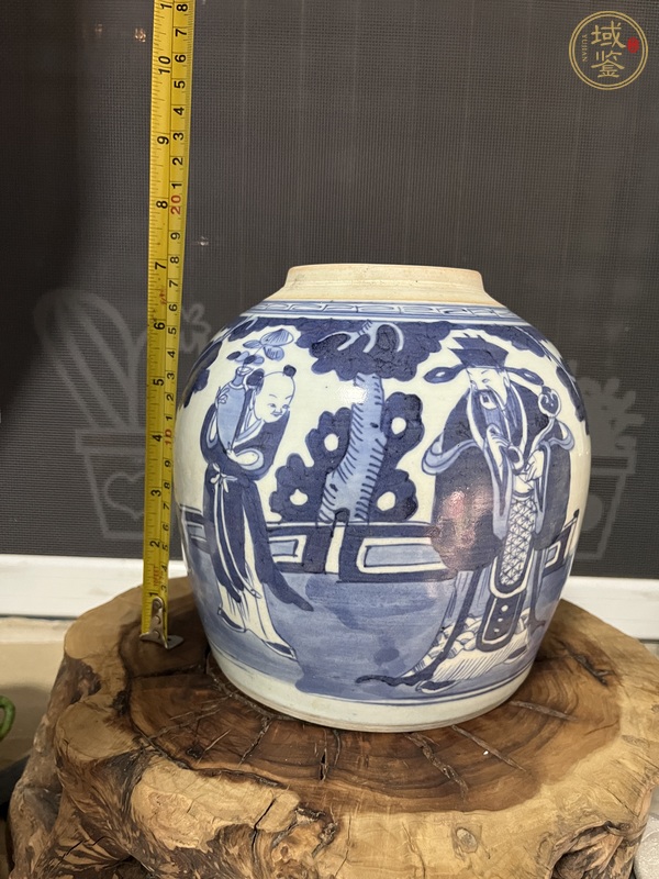 古玩陶瓷青花三星人物故事罐真品鑒賞圖