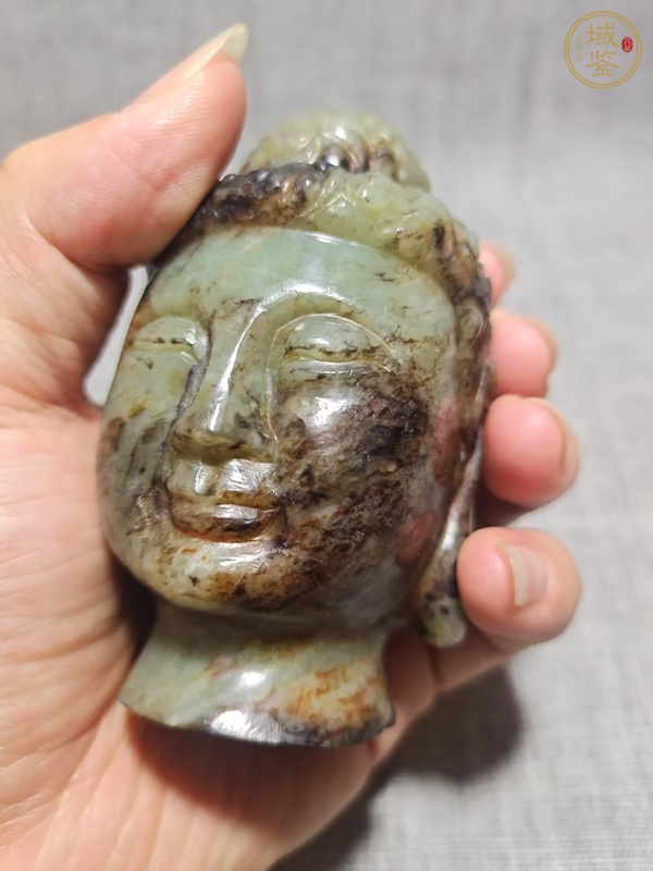 古玩玉器玉佛首真品鑒賞圖