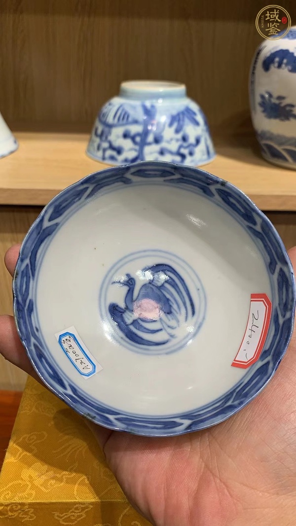 古玩陶瓷青花山水人物通景蓋碗真品鑒賞圖