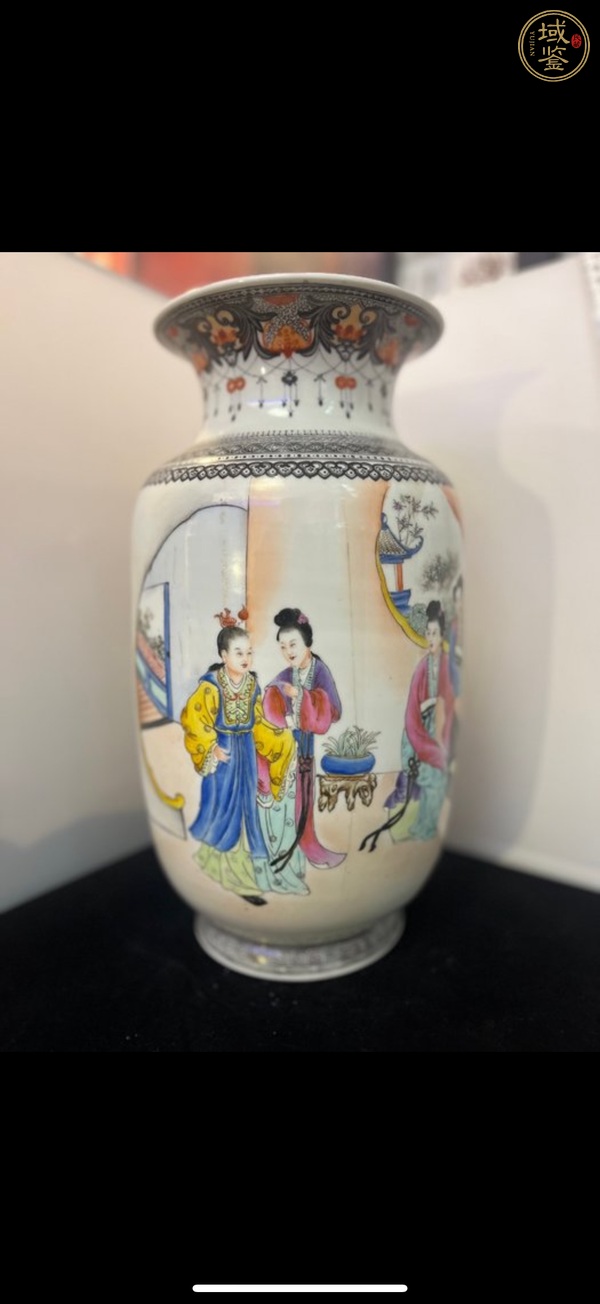 古玩陶瓷解放初 新粉彩人物紋燈籠瓶真品鑒賞圖
