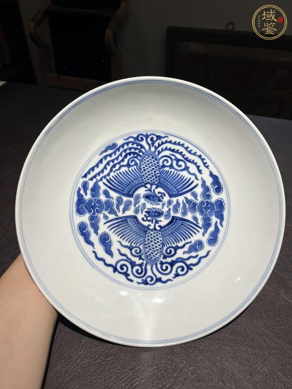 古玩陶瓷青花對頭鳳紋盤真品鑒賞圖