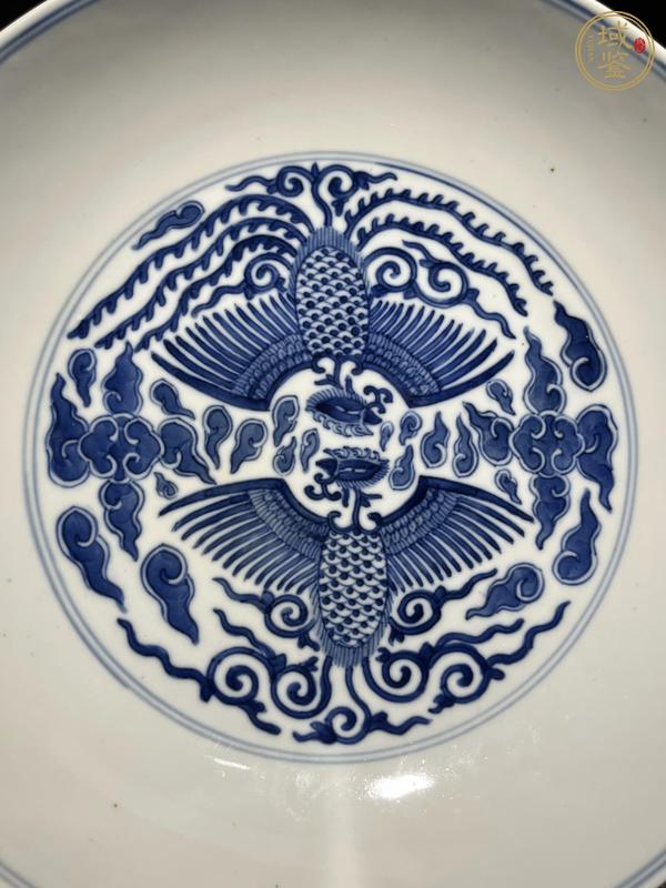 古玩陶瓷青花對頭鳳紋盤真品鑒賞圖