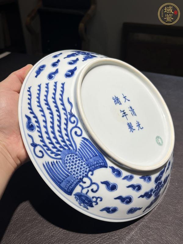 古玩陶瓷青花對頭鳳紋盤真品鑒賞圖