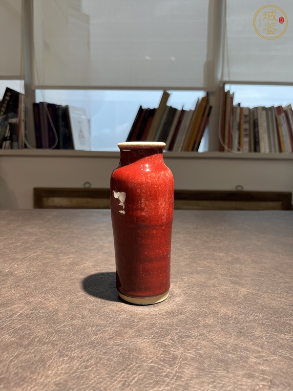 古玩陶瓷紅釉一筒瓶真品鑒賞圖