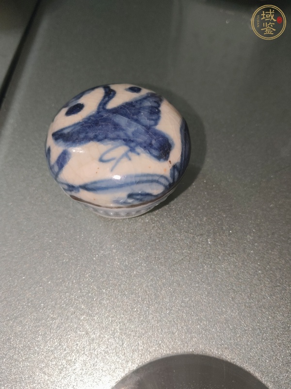 古玩陶瓷青花云鶴紋粉盒真品鑒賞圖