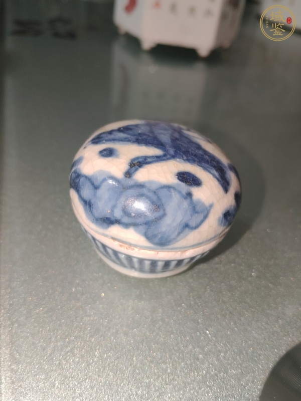 古玩陶瓷青花云鶴紋粉盒真品鑒賞圖