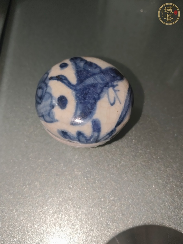 古玩陶瓷青花云鶴紋粉盒真品鑒賞圖