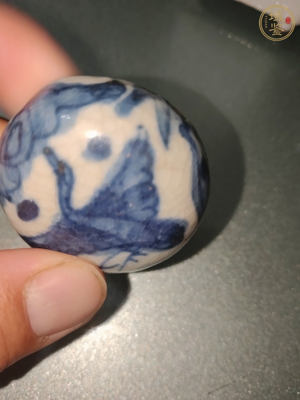 古玩陶瓷青花云鶴紋粉盒真品鑒賞圖