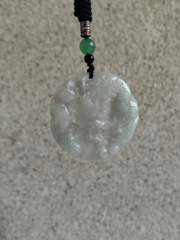 古玩玉器天然翡翠雕“龍紋牌”拍賣，當(dāng)前價格298元