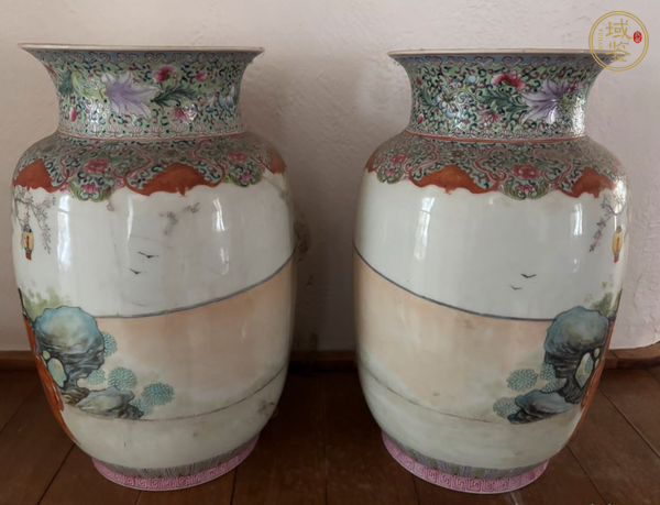 古玩陶瓷人物紋粉彩燈籠瓶真品鑒賞圖