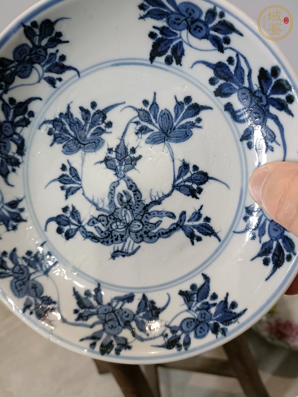 古玩陶瓷福壽三多紋青花盤真品鑒賞圖