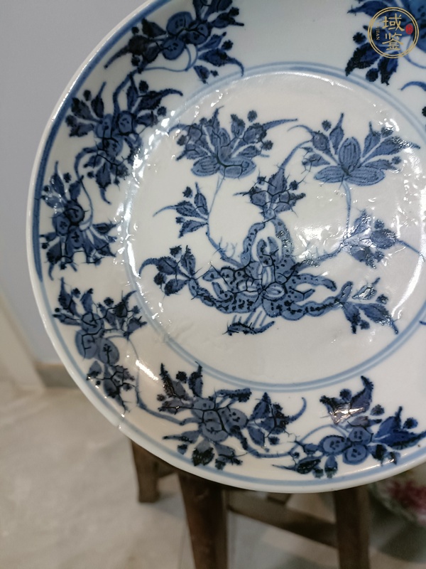 古玩陶瓷福壽三多紋青花盤真品鑒賞圖