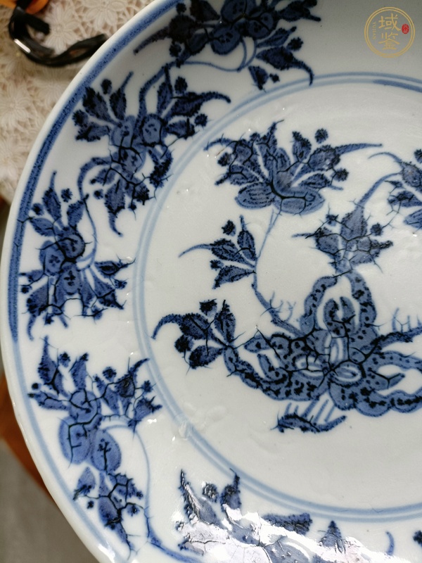 古玩陶瓷福壽三多紋青花盤真品鑒賞圖