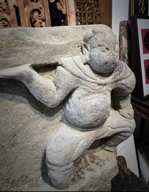 古玩雜項(xiàng)唐宋.力士石雕部件拍賣(mài)，當(dāng)前價(jià)格6500元