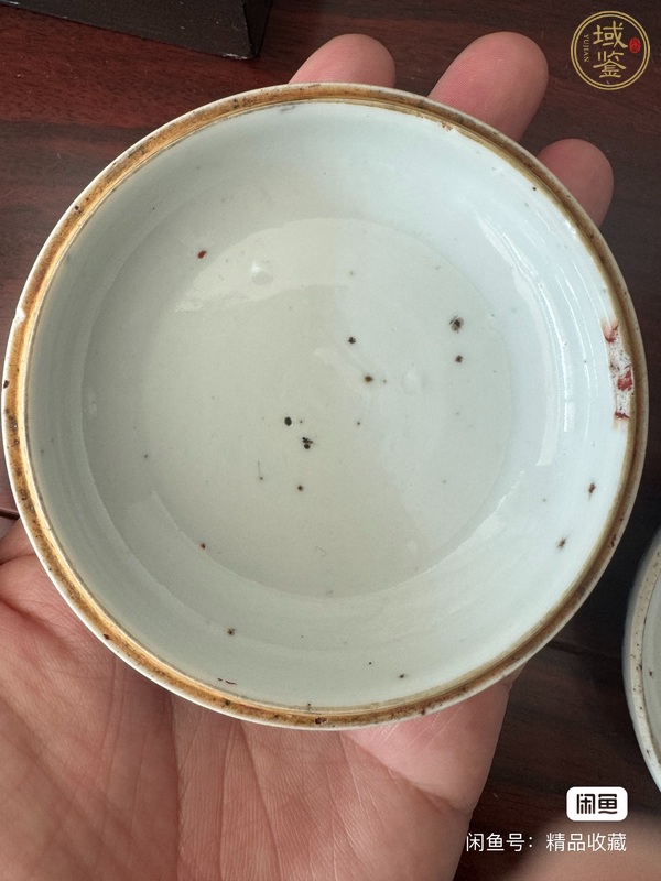 古玩陶瓷樵漁耕讀山水紋青花印泥盒真品鑒賞圖