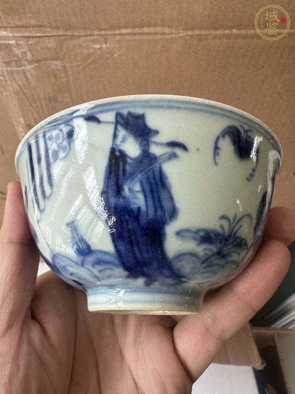 古玩陶瓷青花三星高照圖茶碗真品鑒賞圖