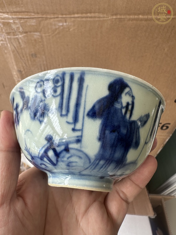 古玩陶瓷青花三星高照圖茶碗真品鑒賞圖