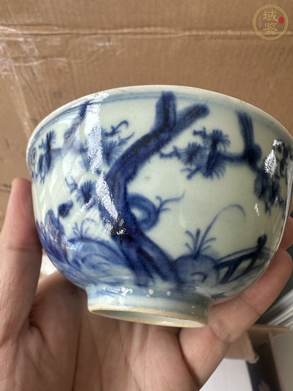 古玩陶瓷青花三星高照圖茶碗真品鑒賞圖