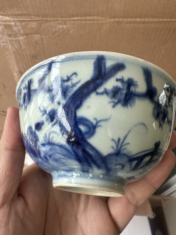 古玩陶瓷青花三星高照圖茶碗拍賣，當前價格2000元
