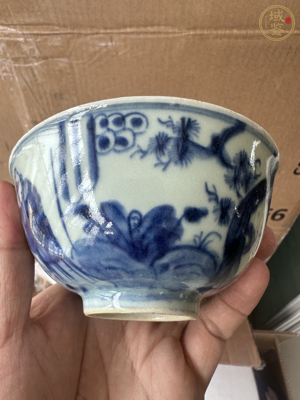古玩陶瓷青花三星高照圖茶碗真品鑒賞圖
