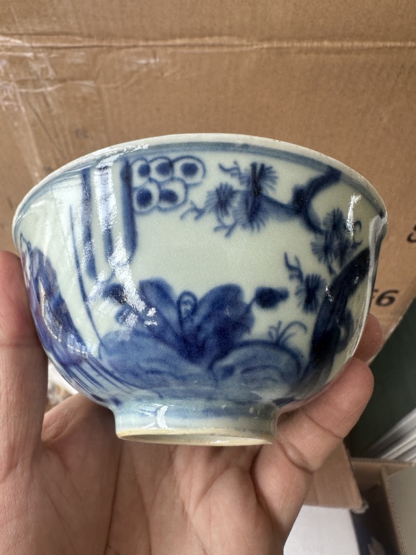 古玩陶瓷青花三星高照圖茶碗拍賣，當前價格2000元