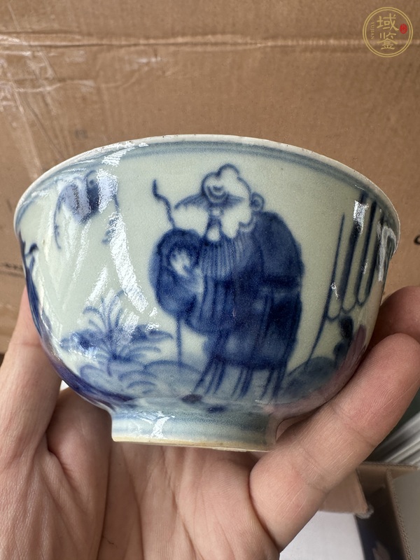 古玩陶瓷青花三星高照圖茶碗真品鑒賞圖