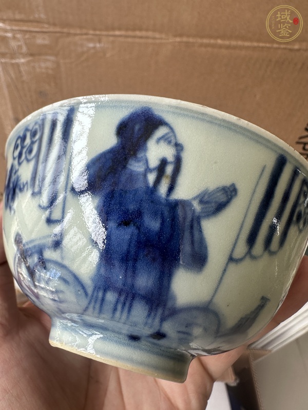 古玩陶瓷青花三星高照圖茶碗真品鑒賞圖
