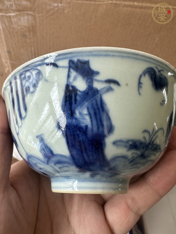 古玩陶瓷青花三星高照圖茶碗真品鑒賞圖