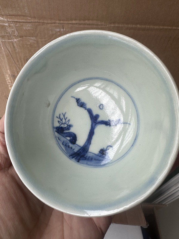 古玩陶瓷青花三星高照圖茶碗拍賣，當前價格2000元