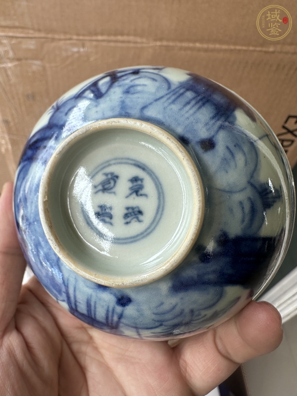 古玩陶瓷青花三星高照圖茶碗真品鑒賞圖