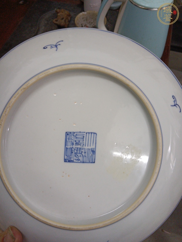 古玩陶瓷青花淡描花卉紋盤真品鑒賞圖