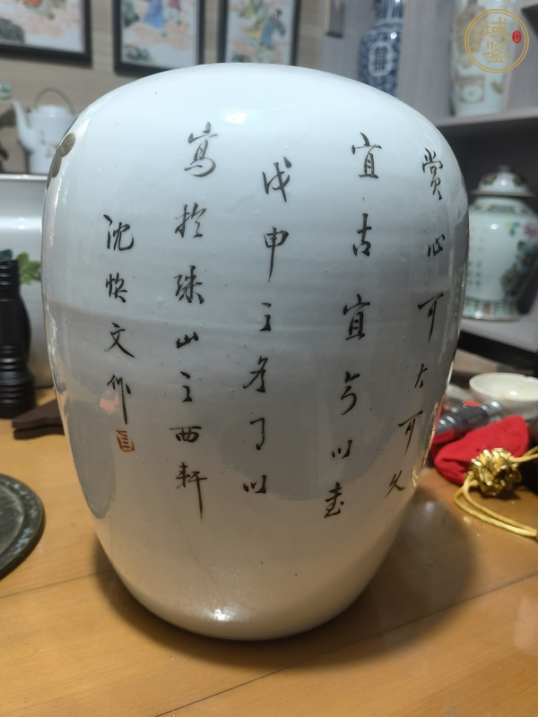 古玩陶瓷民國(guó)淺降彩博古圖冬瓜罐真品鑒賞圖