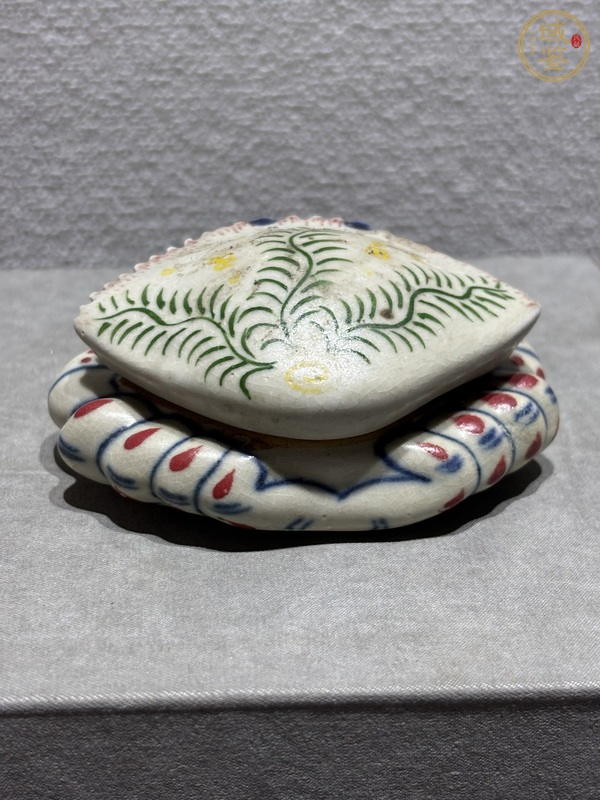 古玩陶瓷粉彩蟹型蓋盒真品鑒賞圖