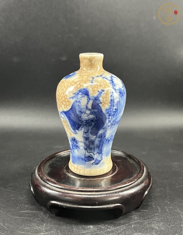 古玩陶瓷哥釉青花人物梅瓶真品鑒賞圖